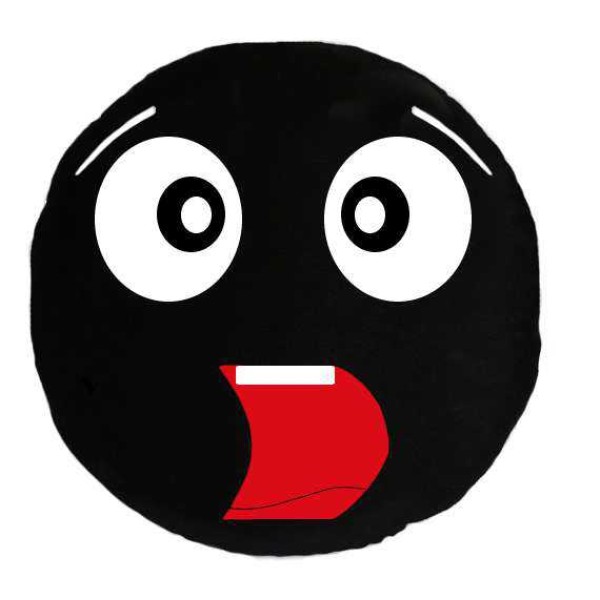 Soft Smiley Emoticon Black Round Cushion Pillow Stuffed Plush Toy Doll (Astonished)